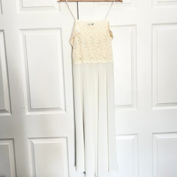 Via Nicci Lace Chiffon Maxi Nightgown White Ivory Size Medium | Coquette Retro - Picture 1 of 10